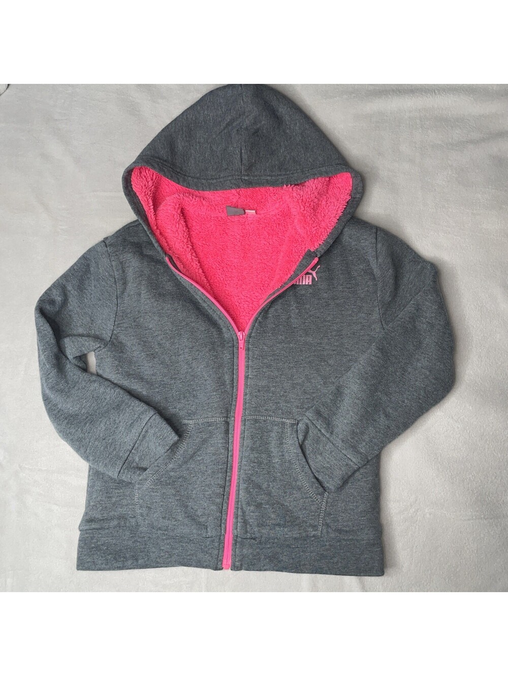 PUMA Hoodie, Sherpa Lined Full Zip Basic Sportswear Sweater Girls M( 10-12)